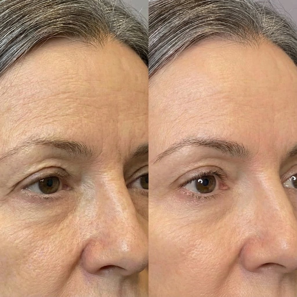 Eye area before and after